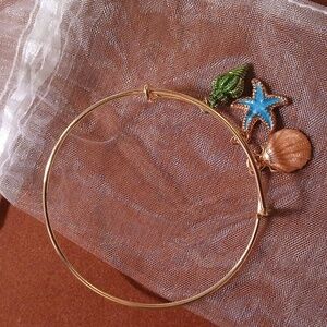 Bangle Bracelet 3 sea charms gold color
